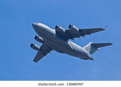 HILLSBORO, OR - AUG 5: Boeing C-17 Globemaster III Aircraft Fly By During Oregon Air Show At Hillsboro Airport On August 5, 2012 In Hillsboro, OR.