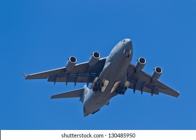 HILLSBORO, OR - AUG 5: Boeing C-17 Globemaster III Aircraft Fly By During Oregon Air Show At Hillsboro Airport On August 5, 2012 In Hillsboro, OR.