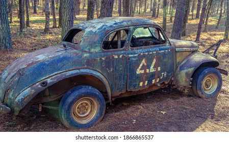 Hillsborough, North Carolina USA-12 03 2020: Herbert Cates Was The Former Driver Of This Car At The Occoneechee Speedway In The 1950s. The Track Closed In 1968.