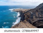 Hillside overlooking Ponta do Sol and pedestrian path, Paul Valley, Santo Antão Island-Cape Verde.