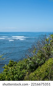 Hillside View Of Blue Ocean And Sky In Hawaii.