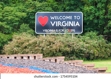 HILLSVILLE, VIRGINIA - AUGUST 1, 2019: Welcome to Virginia sign along Interstate 77.