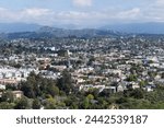 Hilltop view of the Highland Park neighborhood in Los Angeles, California.