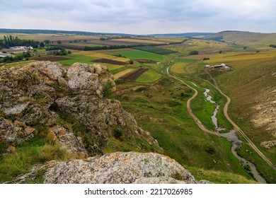 The Hilly Nature Of Eastern Europe. Background With Copy Space For Text Or Inscriptions, Toned