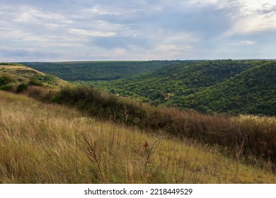 The Hilly Nature Of Eastern Europe. Background With Copy Space For Text Or Inscriptions, Toned