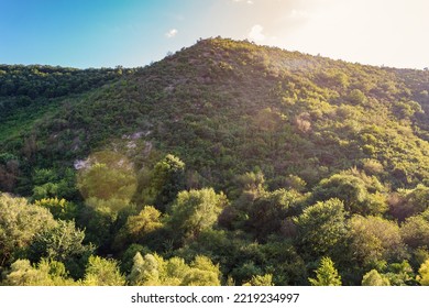 The Hilly Nature Of Eastern Europe. Background With Copy Space For Text Or Inscriptions, Toned