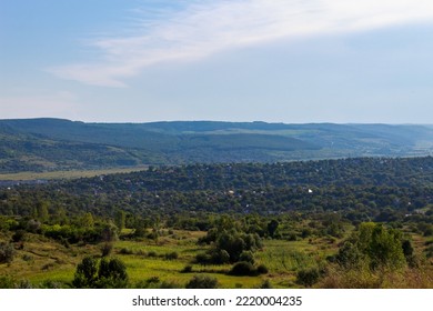 The Hilly Nature Of Eastern Europe. Background With Copy Space For Text Or Inscriptions, Toned