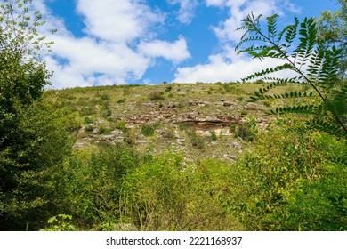 The Hilly Nature Of Eastern Europe. Background With Copy Space For Text Or Inscriptions, Toned