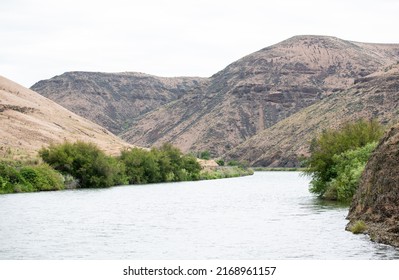 Hilly Sides Of Yakima River Canyon On Overcast Summer Day