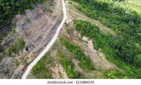 Hilly Trunk Road At Bawang Obor Limbang