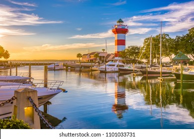 Hilton Head, South Carolina, lighthouse at dusk. - Powered by Shutterstock