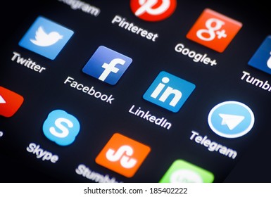 HILVERSUM, NETHERLANDS - APRIL 03, 2014: Social Media Are Trending And Both Business As Consumer Are Using It For Information Sharing And Networking.