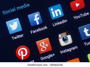 HILVERSUM, NETHERLANDS - APRIL 03, 2014: Social Media Are Trending And Both Business As Consumer Are Using It For Information Sharing And Networking.