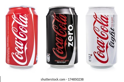 HILVERSUM, NETHERLANDS - FEBRUARY 04, 2014:Coca-Cola is a carbonated soft drink sold in stores, restaurants, and vending machines worldwide. It is produced by The Coca-Cola Company of Atlanta, Georgia