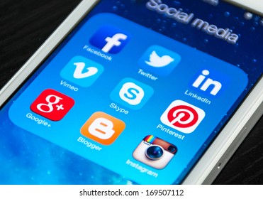 HILVERSUM, NETHERLANDS - JANUARY 03, 2014: Social Media Are Trending And Both Business As Consumer Are Using It For Information Sharing And Networking.