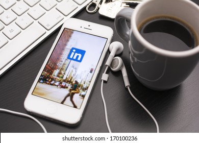 HILVERSUM, NETHERLANDS - JANUARY 06, 2014: Linkedin is a social networking website for people in professional occupations. As of June 2013 more than 259 million users in more than 200 countries.