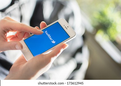 HILVERSUM, NETHERLANDS - JANUARY 08, 2014: Twitter is an online social networking and microblogging service that enables users to send and read "tweets", limited to 140 characters.