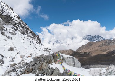 Himalaya Icefall View, Icefall And Mountain