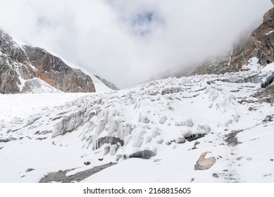 Himalaya Icefall View, Icefall And Mountain