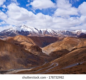 Himalaya mountain landscape at the Manali - Leh highway in Ladakh, Jammu and Kashmir State, North India