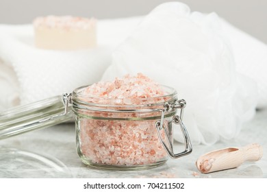 Himalayan Salt In Jar. Handmade Soap. Spa Room