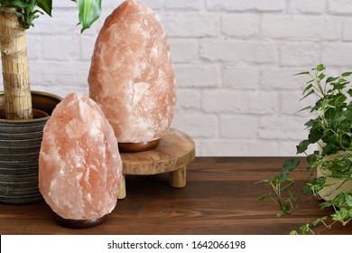 Himalayan Salt Lamps Which Can Boost Mood, Improve Sleep, Ease Allergies,reduce Anxiety And Clean The Air. Natural Interior Decoration. 