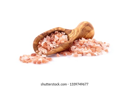 Himalayan salt in wooden scoop isolated - Powered by Shutterstock