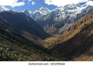 Himalayan Valley In Northern Bhutan On The Laya Trek 