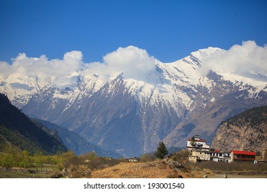 Himalayan view from Jomsom, Upper Mustang in Annapurna area, Nepal