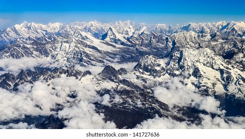 Himalayas Mountains Everest Range Panorama Aerial View, Nepal