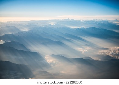 Himalayas Mountains Everest Range Panorama Aerial View