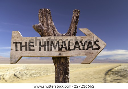 The Himalayas wooden sign with a desert background