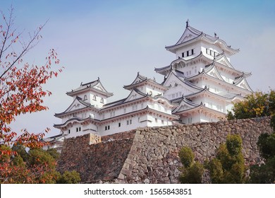 Himeji Castle in Kansai Area in the autumn. One of the most famous and beautiful old castles in Japan.
