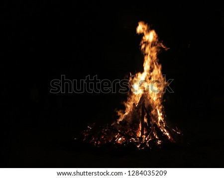 Hindu Festival Holika Dahan Fire Shot