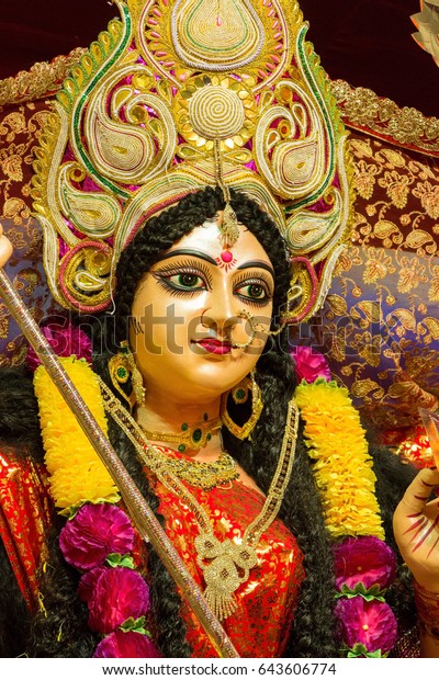 Hindu Festival Navratri Closeup Devi Maa Stock Photo 643606774 ...