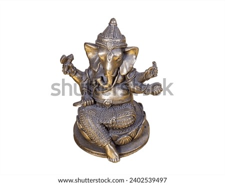 Hindu God Ganesh (Ganesha) Statuette, isolated on a white background