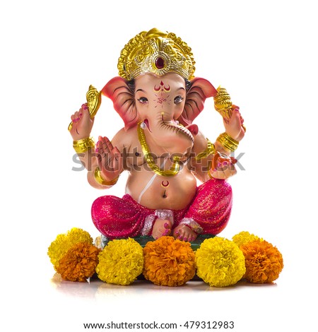 Hindu God Ganesha. Ganesha Idol on white background.