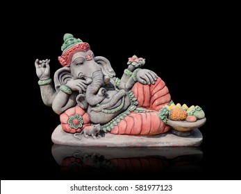 Hindu God Ganesha Lord of Success isolate on Black background