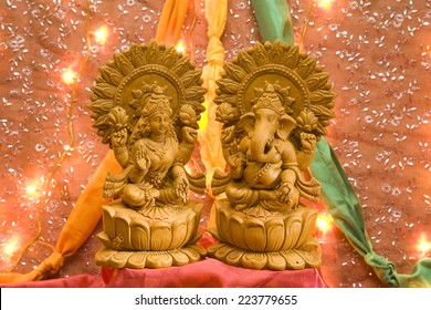 Hindu God Laxmi Ganesh At Diwali Festival