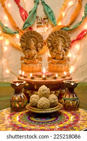 Hindu God Laxmi Ganesh At Diwali Festival