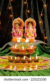 Hindu God Laxmi Ganesh At Diwali Festival