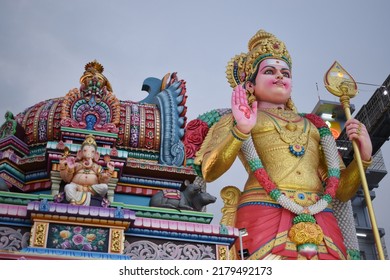 Hindu God Lord Murugan Statue Temple Decorated 