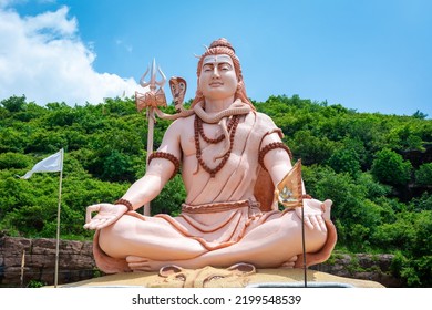 Hindu God Shiva Sculpture Sitting In Meditation. Yoga And Meditation Concept.