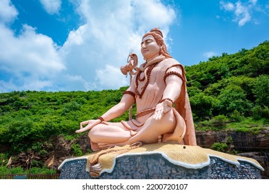 Hindu God Shiva Sculpture Sitting In Meditation. Yoga And Meditation Concept.