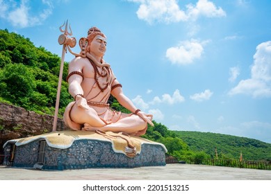 Hindu God Shiva Sculpture Sitting In Meditation. Yoga And Meditation Concept.