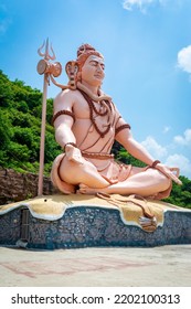 Hindu God Shiva Sculpture Sitting In Meditation. Yoga And Meditation Concept.