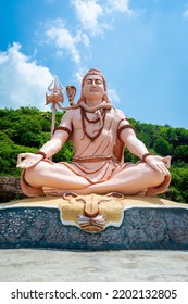 Hindu God Shiva Sculpture Sitting In Meditation. Yoga And Meditation Concept.