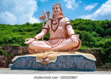 Hindu God Shiva Sculpture Sitting In Meditation. Yoga And Meditation Concept.