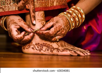 Hindu Indian wedding ceremony in a temple