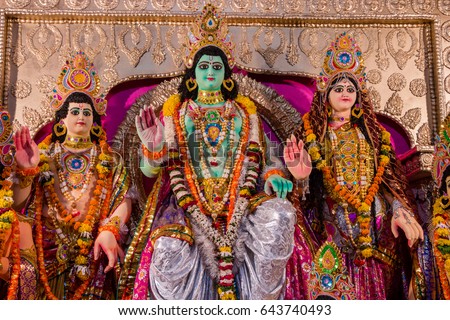 Hindu Religious Festival Dussehra Shri Ram Darbar Lord Rama Along With Wife Sita Brother Hindu Religious Festival Dussehra Shri Ram Darbar Lord Rama Along With Wife Sita Brother